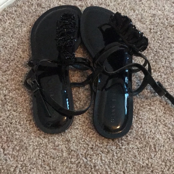 Gianni Bini Embellished Black Patent Leather Sandals - Picture 4 of 8